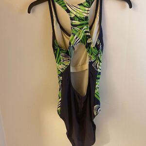 Arica size 8 Racerback swim suit blue green